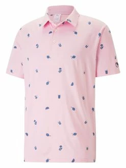 Puma X Arnold Palmer CLOUDSPUN Citrus Polo - Pale Pink/Lake Blue