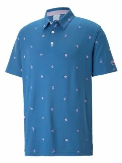 Puma X Arnold Palmer CLOUDSPUN Citrus Polo - Lake Blue/Pale Pink