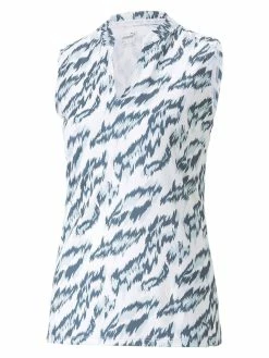 Puma Women's MATTR Animal SL Golf Polo - Bright White/Evening Sky