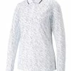 Puma Women's YouV Whitewater LS Golf Polo - Bright White/Navy Blazer