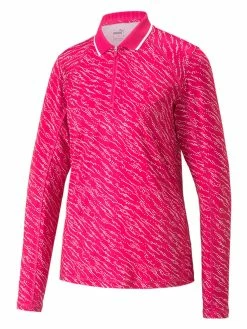 Puma Women's YouV Whitewater LS Golf Polo - Orchid Shadow/Bright White