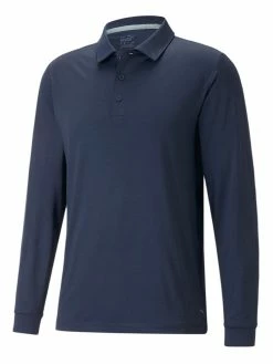 Puma YouV Long Sleeve Golf Polo Shirt - Navy Blazer