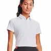 Under Armour Women's Zinger Short Sleeve Polo - White/Metallic Silver