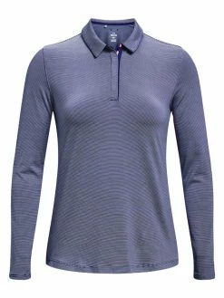 Under Armour Women's Zinger MicroStripe LS Polo - Bauhaus Blue/White