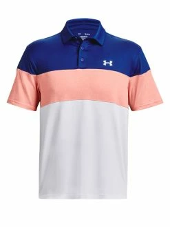 Under Armour Playoff Blocked Polo - Royal/Pink Sands/White