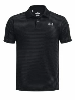 Under Armour JR Boys Performance Stripe Polo - Black/Grey