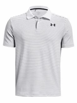 Under Armour JR Boys Performance Stripe Polo - White/Black