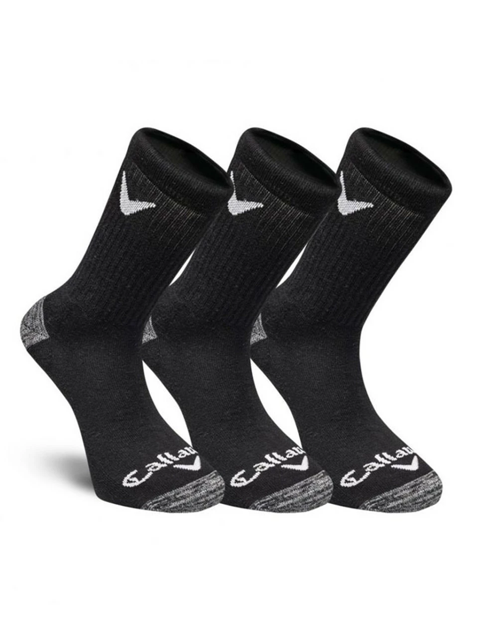 Callaway Sports Crew Cut 3 Pack Socks - Black 3 Callaway Sports Crew Cut 3 Pack Socks - Black
